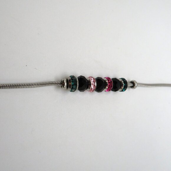 Brosway Bracelet Silver Tone Faceted Multi Color Beads Black Pink Green - Picture 14 of 16